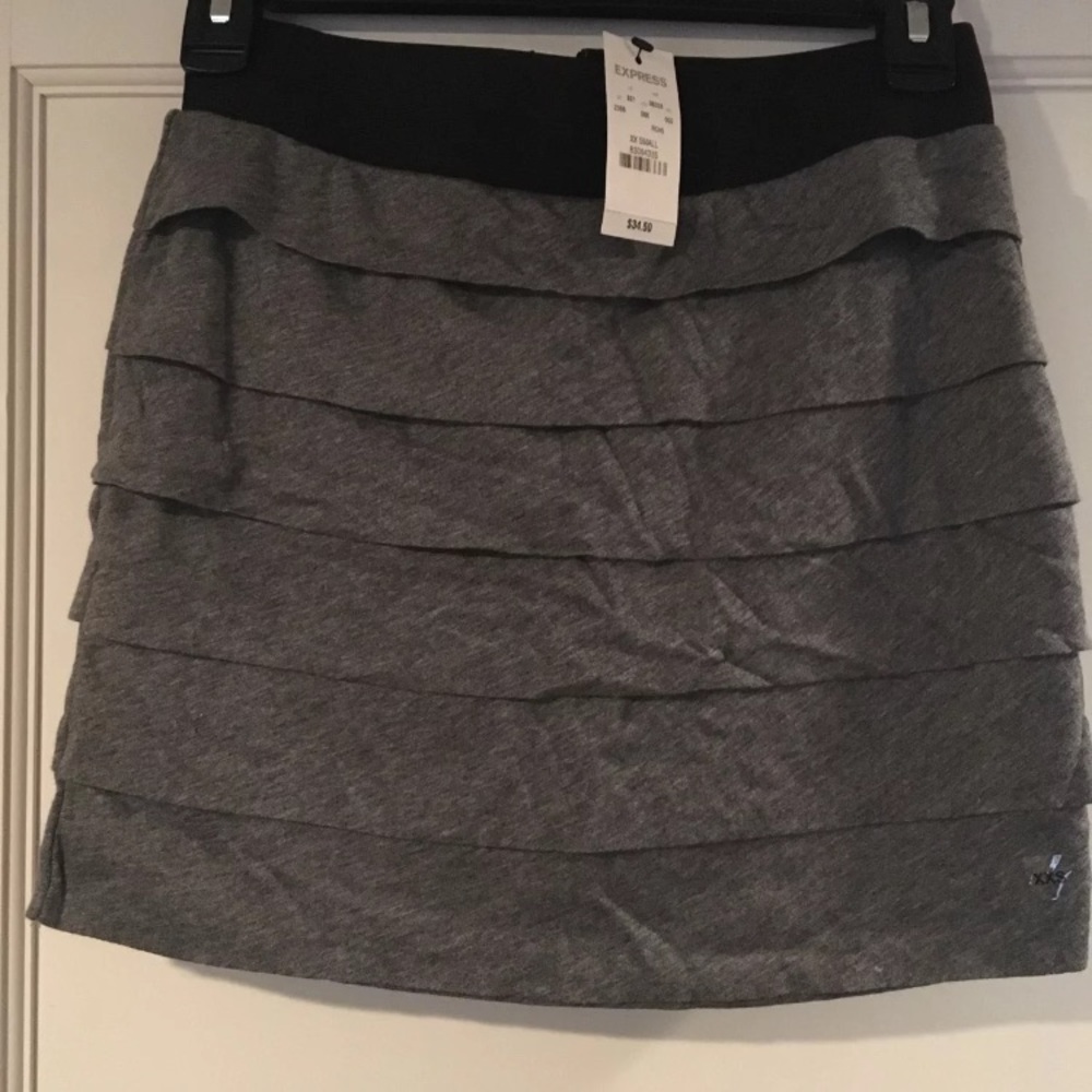 Grey cotton tiered mini skirt